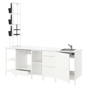 IKEA ENHET ЕНХЕТ, кухня, білий, 243x63.5x241 см 593.379.34 фото
