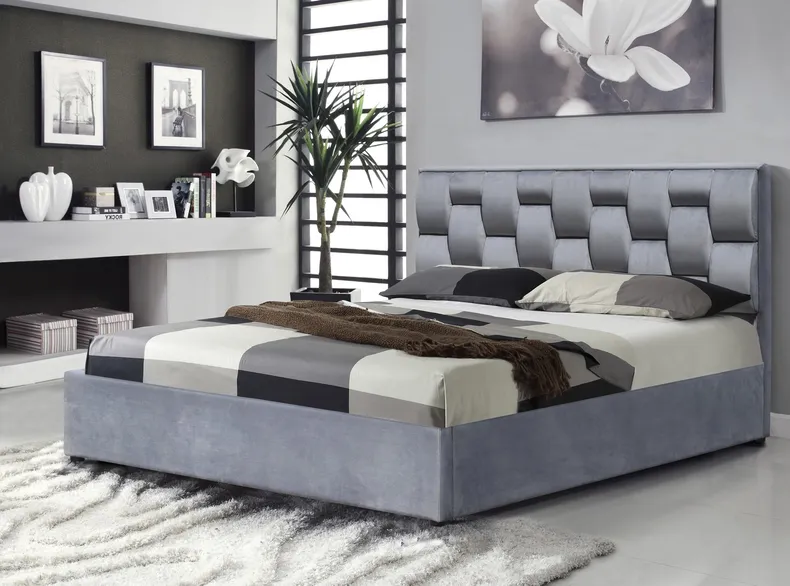 Двуспальная кровать HALMAR С подъемным механизмом Annabel 160x200 см серый фото №2