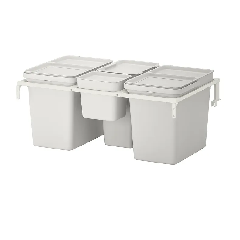 IKEA HÅLLBAR ХОЛЛБАР, решение для сортировки мусора, для кухонных ящиков METOD / светло-серый, 57 l 993.096.94 фото №1