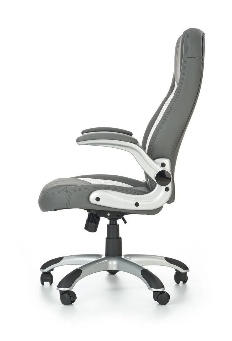 Крісло комп'ютерне офісне обертове HALMAR SATURN сірий, екошкіра перфорована фото №5