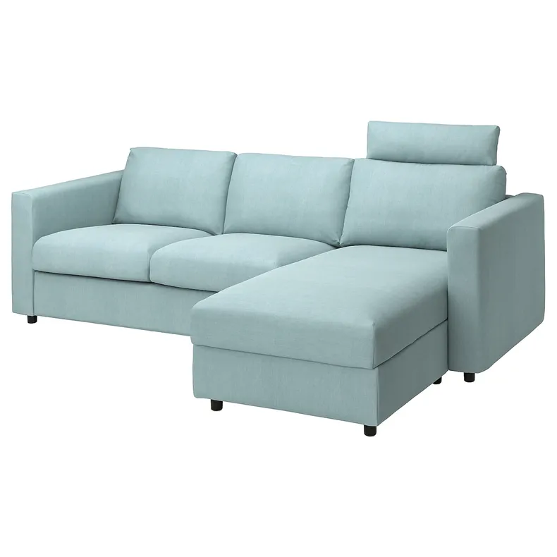 IKEA VIMLE ВІМЛЕ, чохол для 3-місного дивана з кушет, з узголів'ям САКСЕМАРА / світло-синій 594.250.87 фото №2