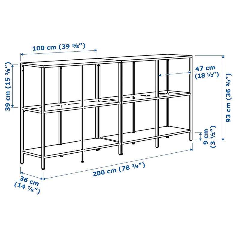 IKEA VITTSJÖ ВИТШЁ, комбинация д / хранения, черно-коричневый / стекло, 200x36x93 см 092.945.26 фото №4