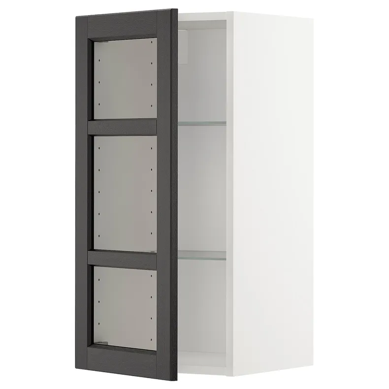 IKEA METOD МЕТОД, навісна шафа,полиці / скляні дверцята, білий / ЛЕРХЮТТАН чорна морилка, 40x80 см 894.542.95 фото №1