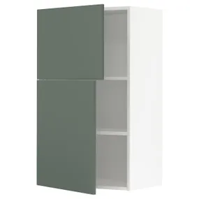 IKEA METOD МЕТОД, навісна шафа з полицями / 2 дверцят, білий / БОДАРП сіро-зелений, 60x100 см 194.646.84 фото