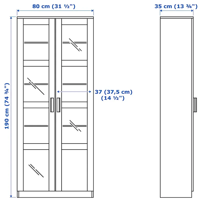 IKEA BRIMNES БРІМНЕС, шафа зі скляними дверцятами, білий, 80x190 см 904.098.72 фото №7