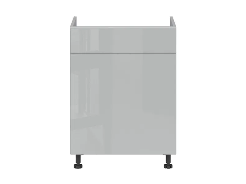 BRW Кухонная тумба под мойку Top Line 60 см с выдвижным ящиком серый глянец, серый гранола/серый глянец TV_DKS_60/82_SMB/B-SZG/SP фото №1