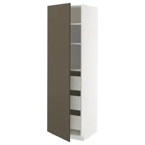 IKEA METOD МЕТОД / MAXIMERA МАКСИМЕРА, высокий шкаф с ящиками, белый/гавсторпский коричневый/бежевый, 60x60x200 см 195.583.24 фото