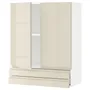 IKEA METOD МЕТОД / MAXIMERA МАКСІМЕРА, навісна шафа, 2 дверцят / 2 шухляди, білий / Voxtorp високий глянець світло-бежевий, 80x100 см 294.589.27 фото