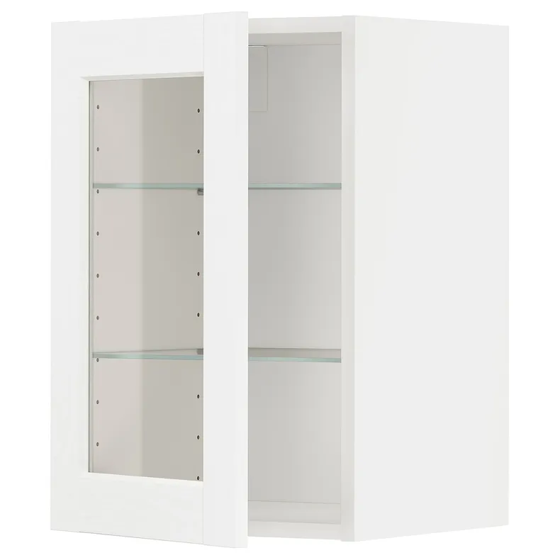 IKEA METOD МЕТОД, навісна шафа,полиці / скляні дверцята, білий Енкопінг / білий імітація дерева, 40x60 см 494.734.70 фото №1