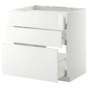 IKEA METOD МЕТОД / MAXIMERA МАКСІМЕРА, підлог шафа д / плити, 3 фр пан / 3 шух, білий / РІНГХУЛЬТ білий, 80x60 см 790.271.10 фото