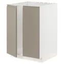 IKEA METOD МЕТОД, підлогова шафа для мийки+2 дверцят, білий / Upplöv матовий темно-бежевий, 60x60 см 894.920.61 фото thumb №1