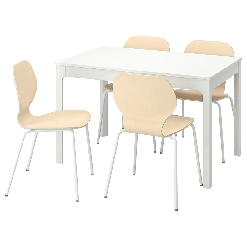 IKEA EKEDALEN ЕКЕДАЛЕН / SIGTRYGG СІГТРЮГГ, стіл+4 стільці, білий / береза білий, 120 / 180x80 см 994.816.27 фото №1