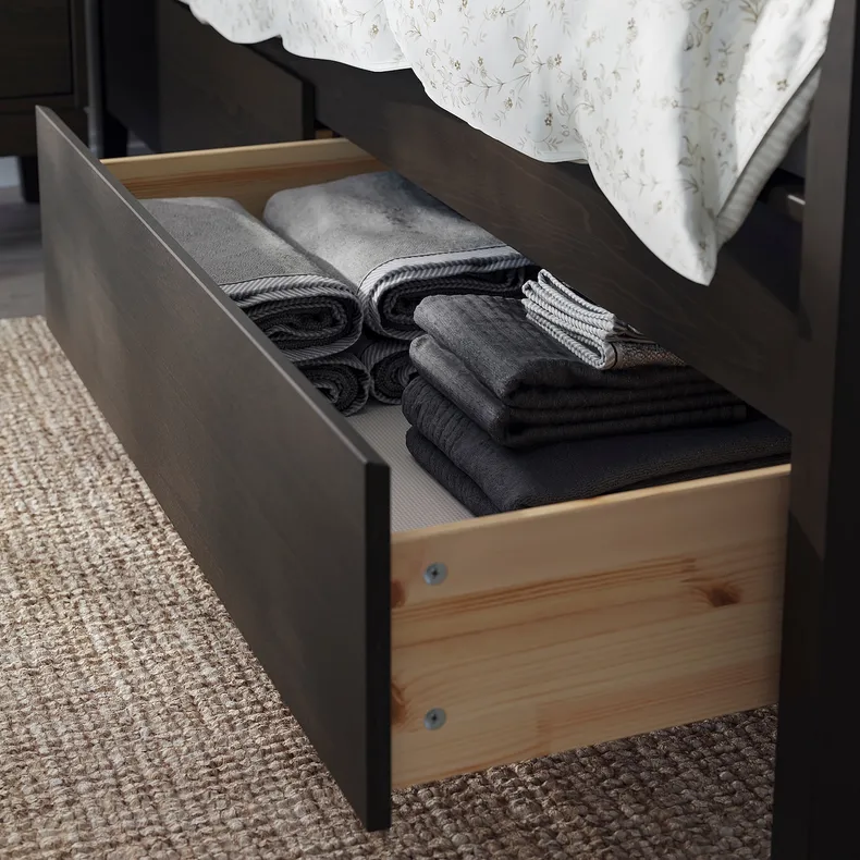 IKEA IDANÄS ИДАНЭС, каркас кровати с ящиками, тёмно-коричневый с пятнами, 160x200 см 904.588.67 фото №7