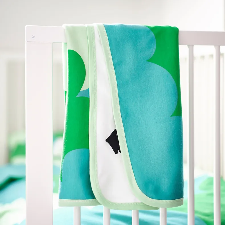 IKEA GRÖNFINK ГРЁНФИНК, детское одеяло, зеленый/деревянный узор, 80x100 см 605.724.16 фото №6