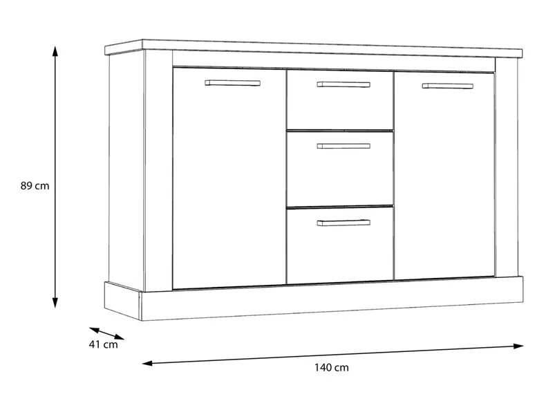 BRW комод Монреаль 140 см з 2 дверима і 3 шухлядами біла сосна, біла сосна / деревина хвойних порід SOBI фото №7