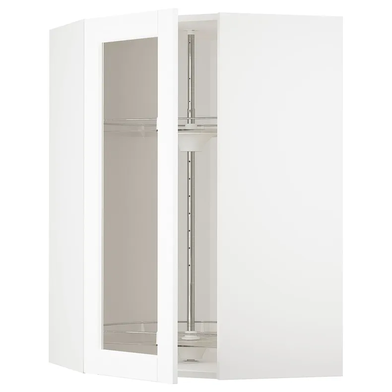 IKEA METOD МЕТОД, углов навесн шкаф с врщ скц / сткл дв, белый Энкёпинг / белая имитация дерева, 68x100 см 594.736.10 фото №1
