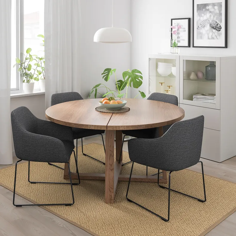 IKEA MÖRBYLÅNGA МОРБИЛОНГА / TOSSBERG ТОССБЕРГ, стол и 4 стула, okl дуб коричневый морилка / металлический серый, 145 см 992.880.31 фото №2