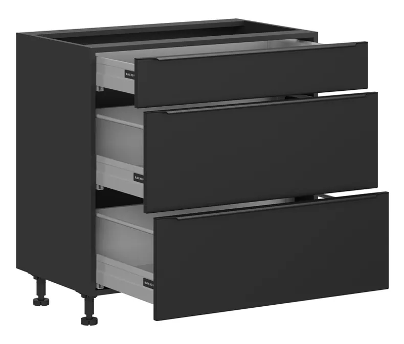 BRW Кухонный шкаф Sole L6 80 см с ящиками soft-close черный матовый, черный/черный матовый FM_D3S_80/82_2STB/STB-CA/CAM фото №3