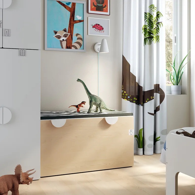 IKEA SMÅSTAD СМОСТАД, лавка з відділенн для зберіг іграш, білий / береза, 90x52x48 см 093.891.62 фото №2