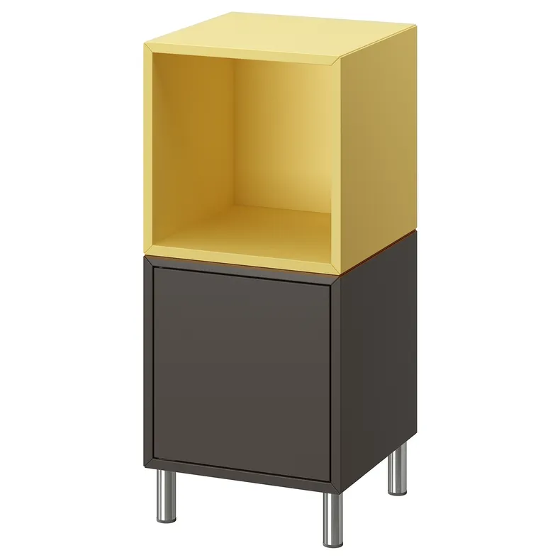 IKEA EKET ЭКЕТ, комбинация шкафов с ножками, темно-серый бледно-желтый / металлический, 35x35x80 см 995.217.13 фото №1