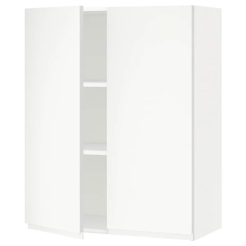 IKEA METOD МЕТОД, навесной шкаф с полками / 2дверцы, белый / Воксторп матовый белый, 80x100 см 194.613.79 фото №1