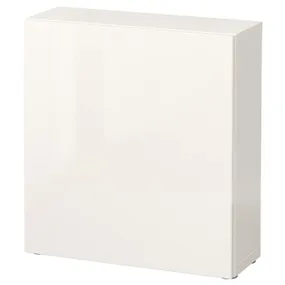 IKEA BESTÅ БЕСТО, секція полиць із дверцятами, білий / СЕЛСВІКЕН глянцевий / білий, 60x22x64 см 290.468.18 фото