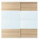 IKEA SKYTTA СКЮТТА / MEHAMN/AULI МЕХАМН/АУЛІ, комбінація розсувних дверцят, біле/дубове тоноване біле дзеркало, 202x205 см 395.759.21 фото thumb №1