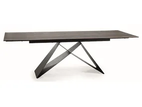 Стол обеденный раскладной SIGNAL WESTIN Ceramic, эффект дерева / матовый черный, 90x160 фото