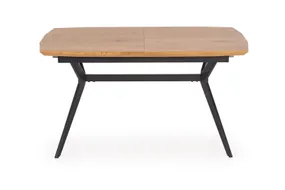 Обеденный стол раскладной HALMAR GUSTAVO 140-180x80 см - золотой дуб, ножки - черные фото