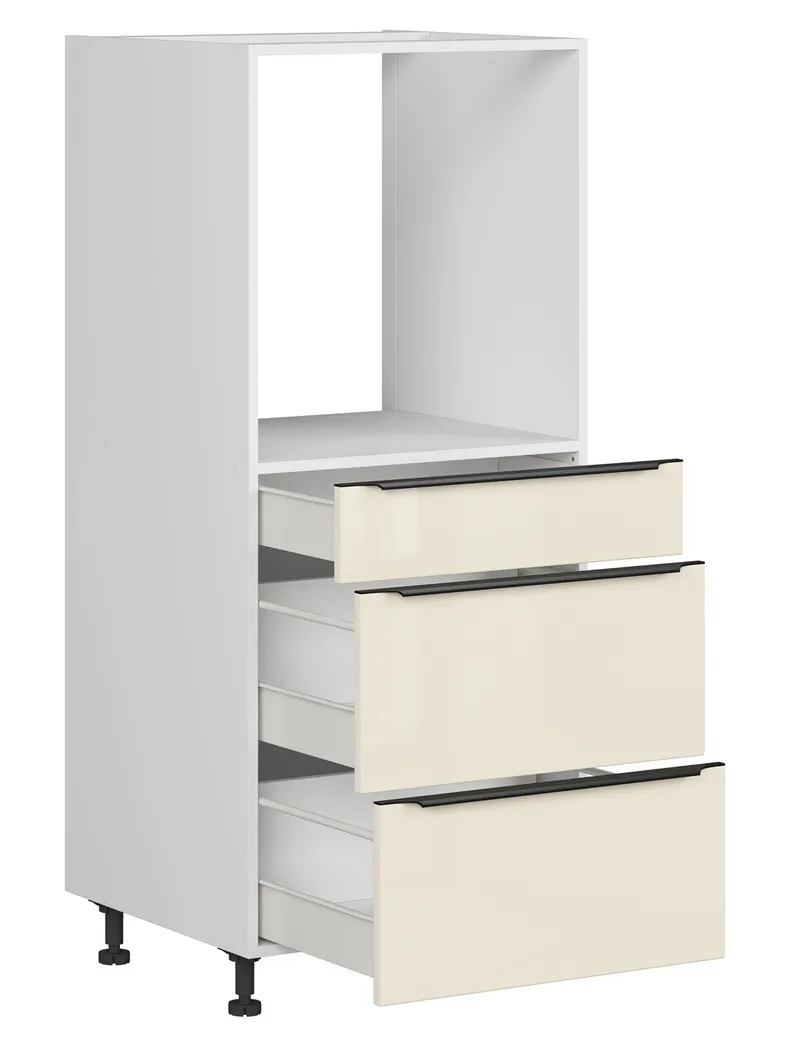 BRW Кухонный шкаф для духовки Sole L6 60 см с ящиками магнолия жемчуг, альпийский белый/жемчуг магнолии FM_DPS_60/143_2SMB/SMB-BAL/MAPE фото №3
