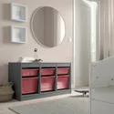 IKEA TROFAST ТРУФАСТ, комбинация д / хранения+контейнеры, серый / светло-красный, 99x44x56 см 195.151.03 фото thumb №2