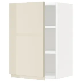 IKEA METOD МЕТОД, навесной шкаф с полками, белый / светло-бежевый глянцевый Voxtorp, 40x60 см 494.616.17 фото