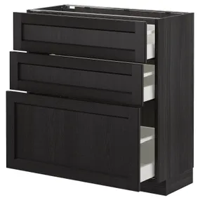 IKEA METOD МЕТОД / MAXIMERA МАКСИМЕРА, напольный шкаф с 3 ящиками, черный / Лерхиттан с черными пятнами, 80x37 см 392.600.49 фото