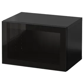 IKEA BESTÅ БЕСТО, настінна комбінація шаф, чорний / коричневий / Glassvik чорний, 60x42x38 см 994.320.38 фото