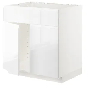 IKEA METOD МЕТОД, підлог шафа д / мийки / 2 двер / фрон пан, білий / ВОКСТОРП глянцевий / білий, 80x60 см 294.682.81 фото
