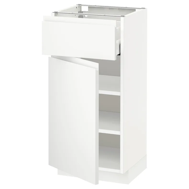 IKEA METOD МЕТОД / MAXIMERA МАКСИМЕРА, напольный шкаф с ящиком / дверцей, белый / Воксторп матовый белый, 40x37 см 694.551.87 фото №1