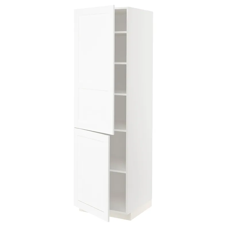 IKEA METOD МЕТОД, висока шафа із полицями / 2 дверцят, білий Енкопінг / білий імітація дерева, 60x60x200 см 894.735.19 фото №1