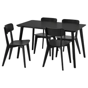 IKEA LISABO ЛІСАБО / LISABO ЛІСАБО, стіл+4 стільці, чорний/чорний, 140x78 см 193.855.35 фото