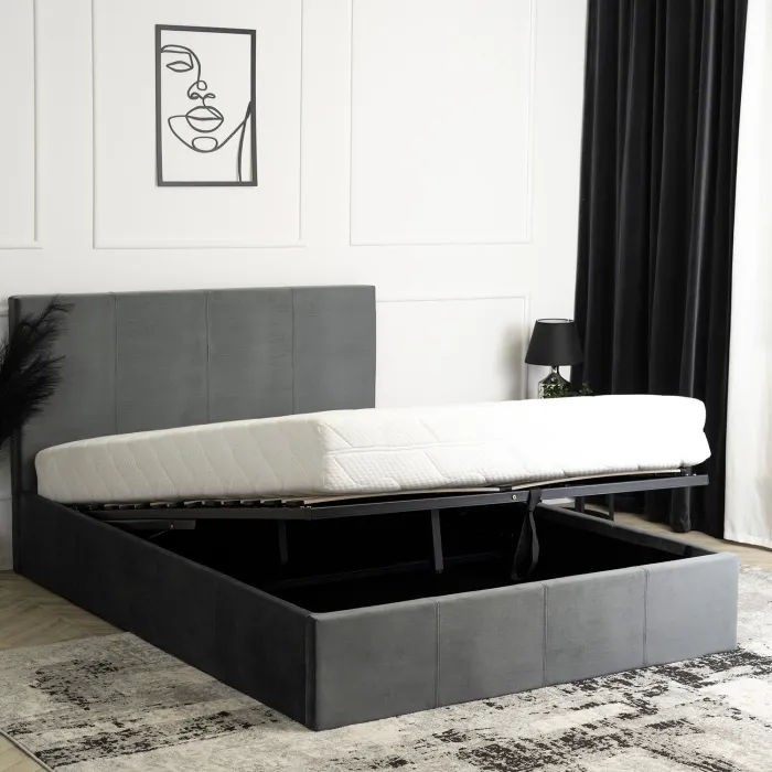 Кровать двуспальная бархатная MEBEL ELITE MELIA Velvet, 140x200 см, Темно-серый фото №3