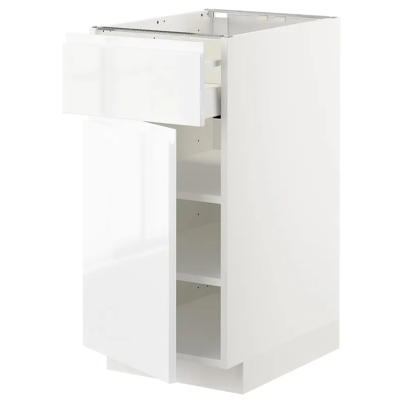 IKEA METOD МЕТОД / MAXIMERA МАКСИМЕРА, напольный шкаф с ящиком / дверцей, белый / Воксторп глянцевый / белый, 40x60 см 094.594.66 фото №1