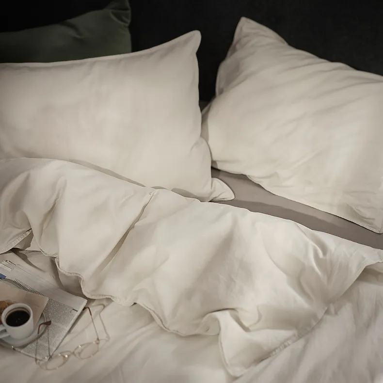IKEA ÄNGSLILJA ЭНГСЛИЛЬЯ, пододеяльник и наволочка, светло-серый беж, 150x200 / 50x60 см 104.907.67 фото №2
