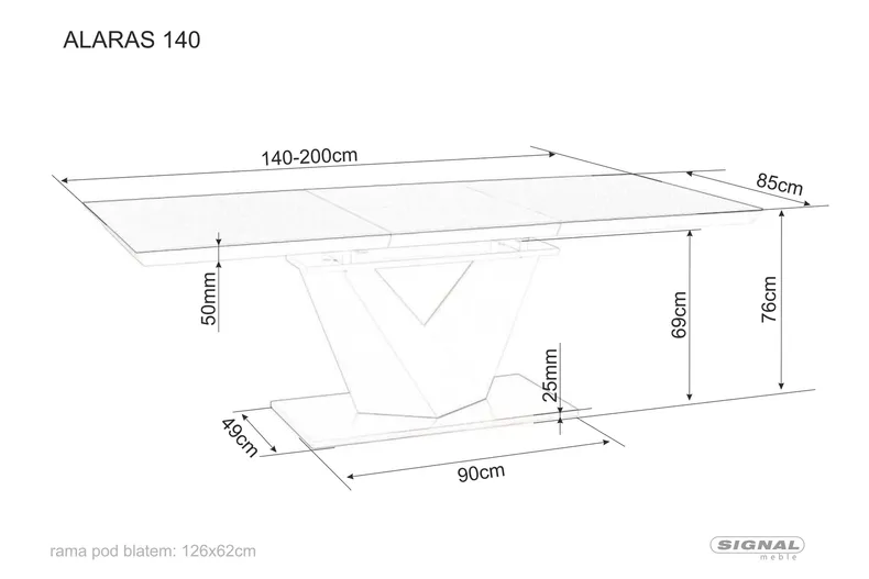 Стіл кухонний SIGNAL ALARAS II, чорний, білий, 80x120 фото №4