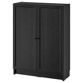 IKEA BILLY БІЛЛІ / OXBERG ОКСБЕРГ, книжкова шафа з дверцятами, чорний під дуб, 80x30x106 см 194.832.77 фото