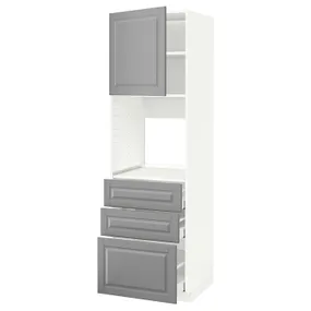 IKEA METOD МЕТОД / MAXIMERA МАКСИМЕРА, высокий шкаф д / духовки / дверь / 3ящика, белый / бодбинский серый, 60x60x200 см 194.621.33 фото