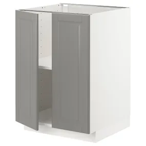 IKEA METOD МЕТОД, підлогова шафа з полицями / 2 дверцят, білий / сірий Бодбін, 60x60 см 094.670.65 фото