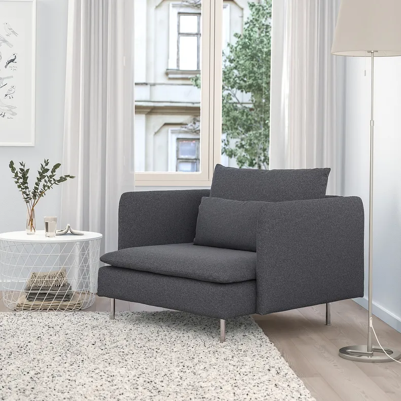 IKEA SÖDERHAMN СОДЕРХЭМН, кресло, Окрашенный в средне-серый цвет 495.280.95 фото №2