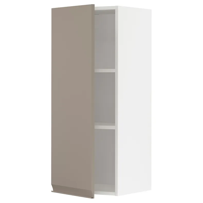 IKEA METOD МЕТОД, навесной шкаф с полками, белый / матовый темно-бежевый, 40x100 см 394.925.15 фото №1