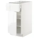 IKEA METOD МЕТОД / MAXIMERA МАКСИМЕРА, напольный шкаф с ящиком / дверцей, белый / Воксторп глянцевый / белый, 40x60 см 094.594.66 фото thumb №1
