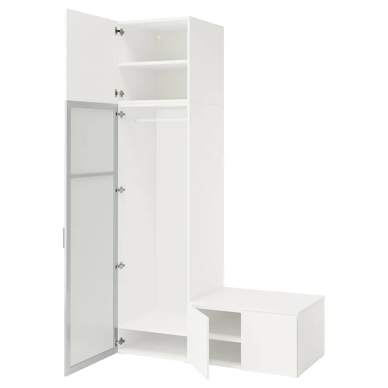 IKEA PLATSA, шкаф с 4 дверцами, белый STRAUMEN зеркальное стекло/FONNES белый, 140x57x241 см 495.858.87 фото №1