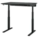 IKEA MITTZON МІТТЗОН, стіл регульований, електричний okl попелястий пофарбований чорний / чорний, 120x80 см 995.277.48 фото thumb №1